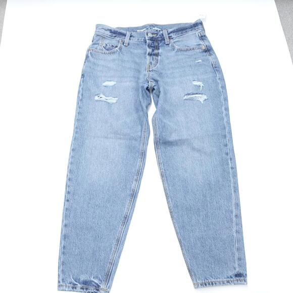 Old Navy Jeans Womens 0 Blue Denim Distressed High-Rise Slouchy Tapered Leg - Picture 1 of 7